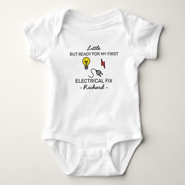 Electrician Baby Announcement First Electrical Fix Strampler (Vorderseite)