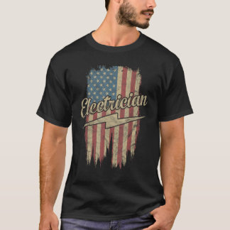Electrician Flag Electrical Gift USA Patr T-Shirt