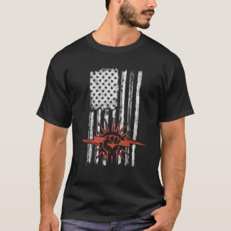 Electrician Flag Electrical Gift USA Patr T-Shirt
