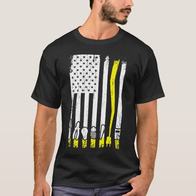 Electrician Flag Electrical Tools Linema T-Shirt (Vorderseite)