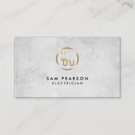 Electrician Gold Electric Plug Icon Business Card Visitenkarte