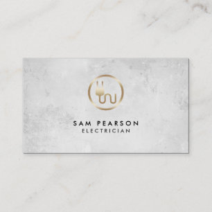 Electrician Gold Electric Plug Icon Business Card Visitenkarte