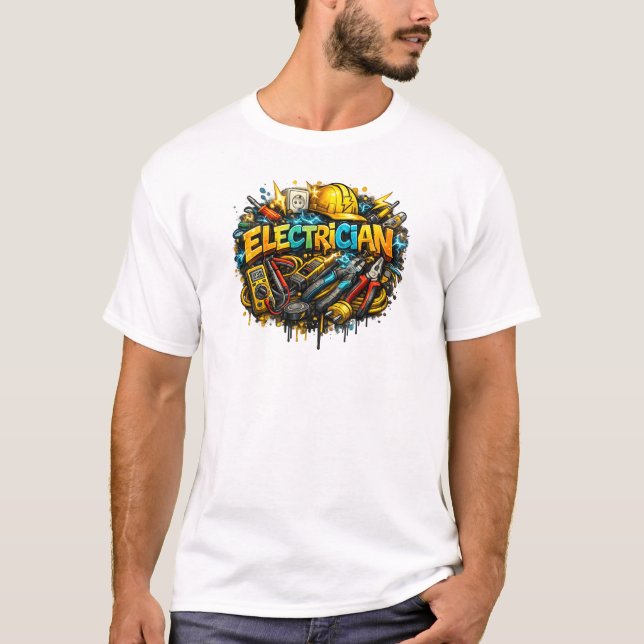 Electrician Graffiti Tools Street Art T-Shirt (Vorderseite)