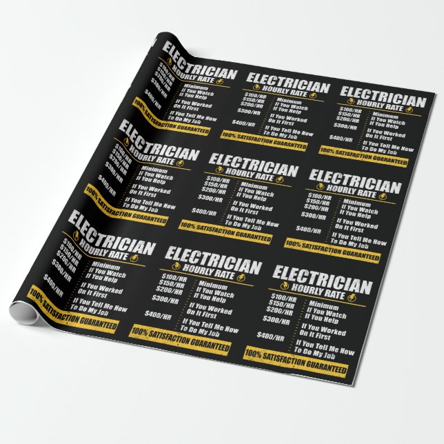 Electrician Hourly Rate Funny Lineman Dad Retro Geschenkpapier (Ungerollt)