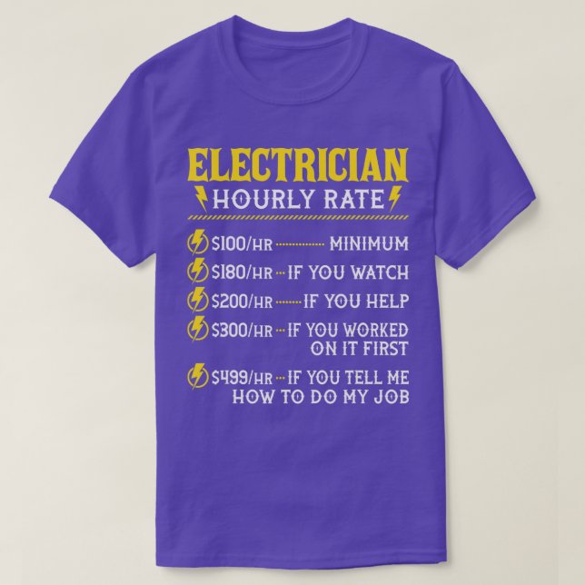 Electrician Hourly RateLineman Electrical Worker W T-Shirt (Design vorne)