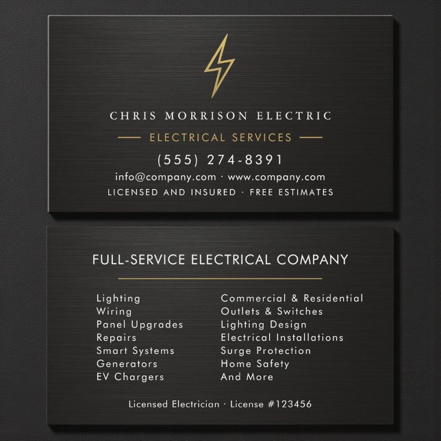 Electrician Metallic Professional Electric Company Visitenkarte (Von Creator hochgeladen)