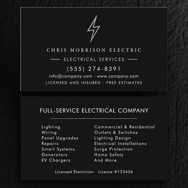 Electrician – Modern Electric Company Visitenkarte (Von Creator hochgeladen)