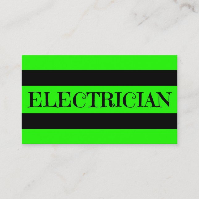 Électricien Neon Green Carte de visite (Devant)