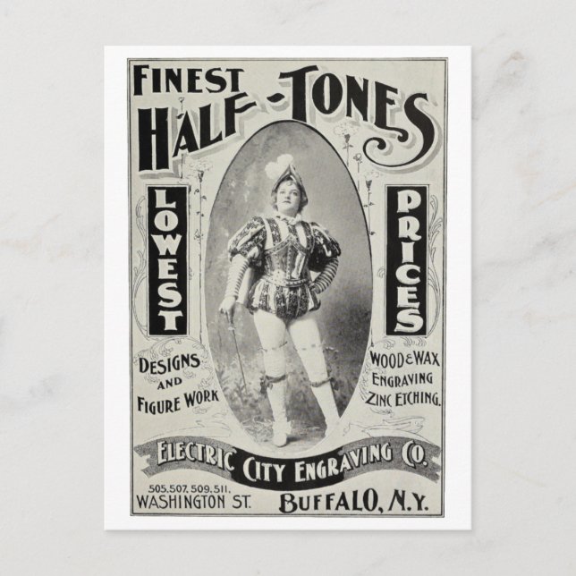 "Electricity City Graving Advertisement" Postkarte (Vorderseite)