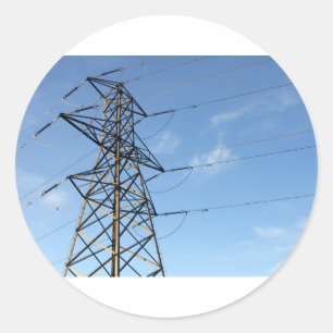 Electricity Pylon Runder Aufkleber