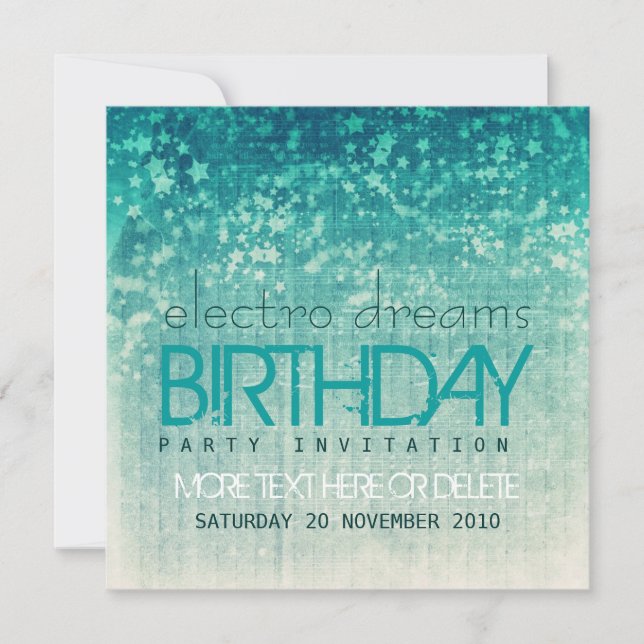 Electro Dreams Party Einladung zum Geburtstag (Vorderseite)