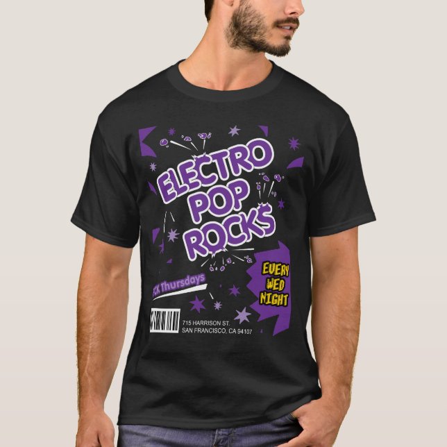 Électro T-shirt de pourpre de sucrerie de roches (Devant)