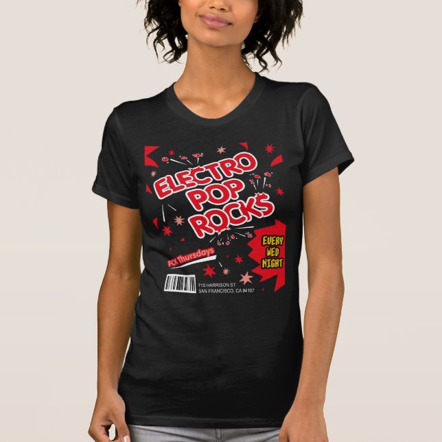 Électro T-shirt de rouge de sucrerie de roches de (Devant)