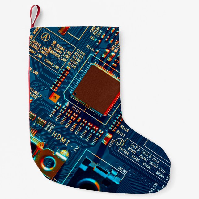 Electronic circuit board close up. electronic,micr kleiner weihnachtsstrumpf (Vorderseite)