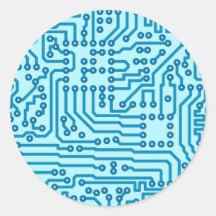 Electronic Digital Circuit Board Runder Aufkleber