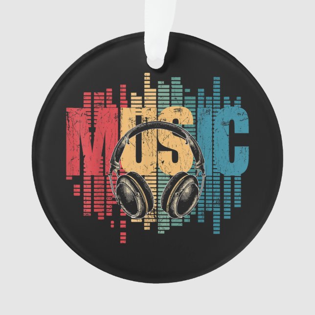 Electronic Music Lover DJ Vintag Headphones Ornament (Vorderseite)
