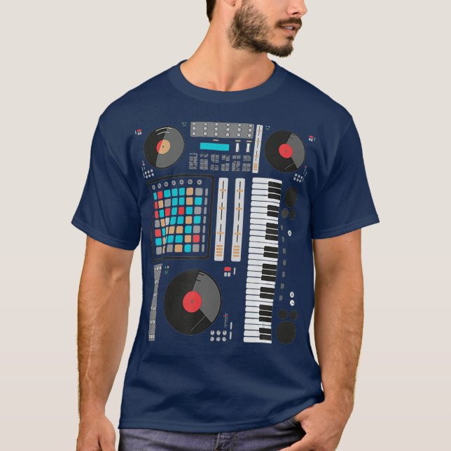 Electronic Music Synthesizer Techno Music DJ T-Shirt (Vorderseite)