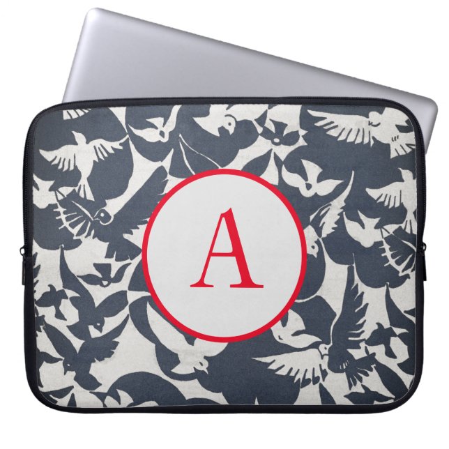 Electronics Bag JAPANESE BIRD PATTERDIY INITIAL Laptopschutzhülle (Vorderseite)