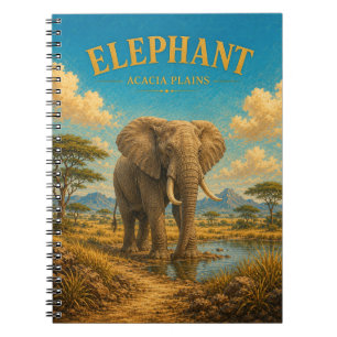 Elefant Acacia-Ebenen Wasserfarbe GeoSaga Notizblock