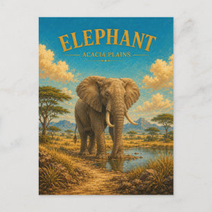 Elefant Acacia-Ebenen Wasserfarbe GeoSaga Postkarte