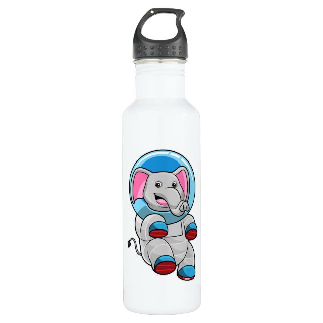 Elefant als Astronaut in der Glashsphäre Edelstahlflasche (Vorderseite)