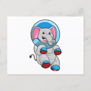 Elefant als Astronaut in der Glashsphäre Postkarte