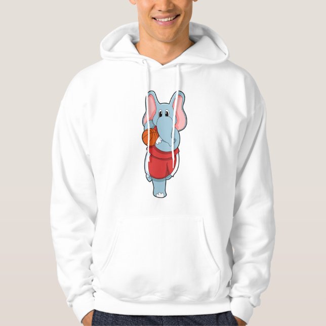 Elefant als Basketballspieler mit Basketball Hoodie (Vorderseite)