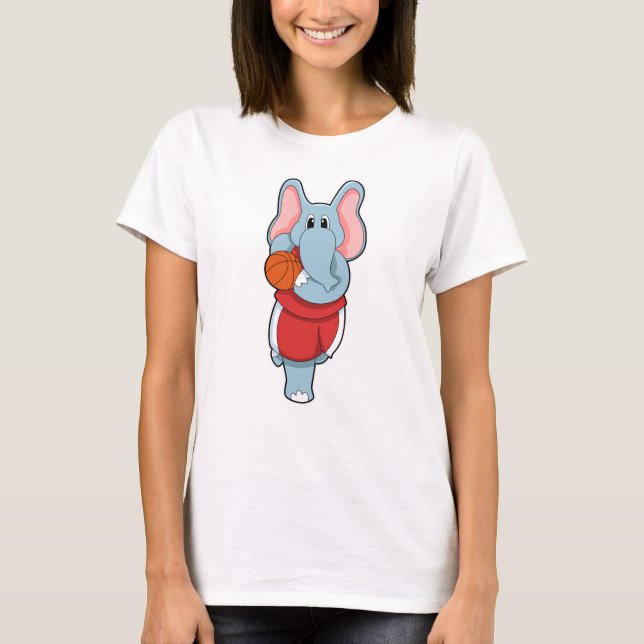 Elefant als Basketballspieler mit Basketball T-Shirt (Vorderseite)