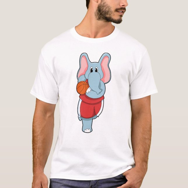 Elefant als Basketballspieler mit Basketball T-Shirt (Vorderseite)