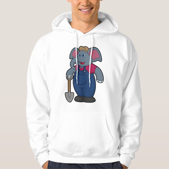 Elefant als Bauer mit Shovel Hoodie (Vorderseite)