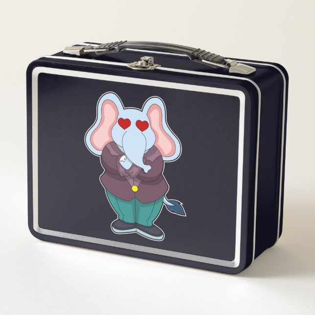 Elefant als Bräutigam mit Anzug.PNG Metall Brotdose (Vorderseite)