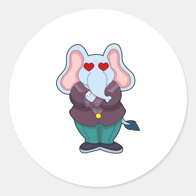 Elefant als Bräutigam mit Anzug.PNG Runder Aufkleber (Vorderseite)