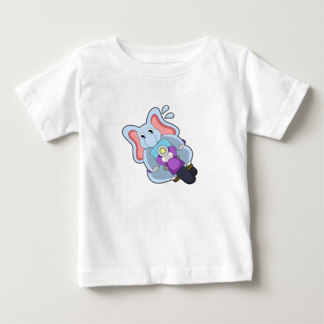 Elefant als Fahrrad mit Motorrad.PNG Baby T-shirt (Vorderseite)