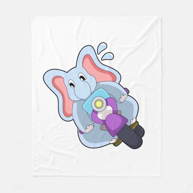 Elefant als Fahrrad mit Motorrad.PNG Fleecedecke (Vorderseite)
