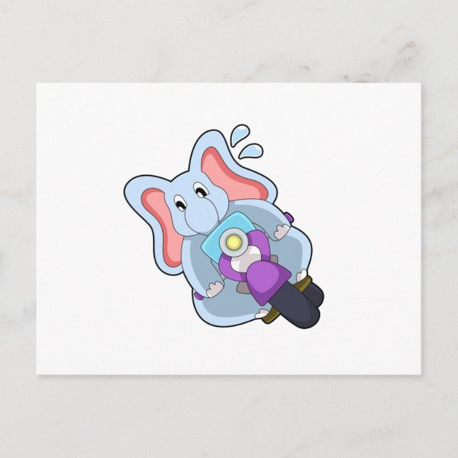 Elefant als Fahrrad mit Motorrad.PNG Postkarte (Vorderseite)