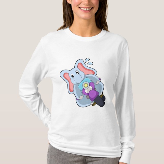 Elefant als Fahrrad mit Motorrad.PNG T-Shirt (Vorderseite)