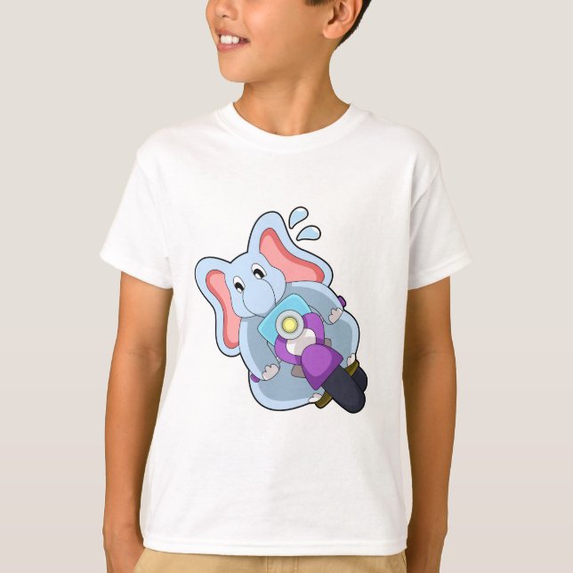 Elefant als Fahrrad mit Motorrad.PNG T-Shirt (Vorderseite)