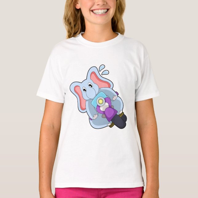 Elefant als Fahrrad mit Motorrad.PNG T-Shirt (Vorderseite)