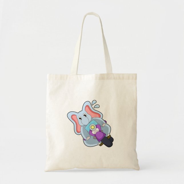 Elefant als Fahrrad mit Motorrad.PNG Tragetasche (Vorne)