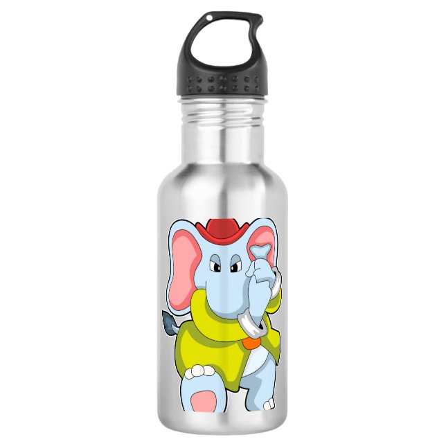 Elefant als Feuerwehrmann mit Proboscis Edelstahlflasche (Vorderseite)