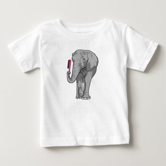 Elefant als Friseur mit Kamm Baby T-shirt (Vorderseite)