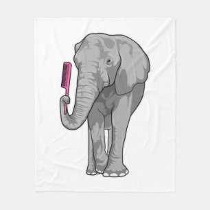 Elefant als Friseur mit Kamm Fleecedecke