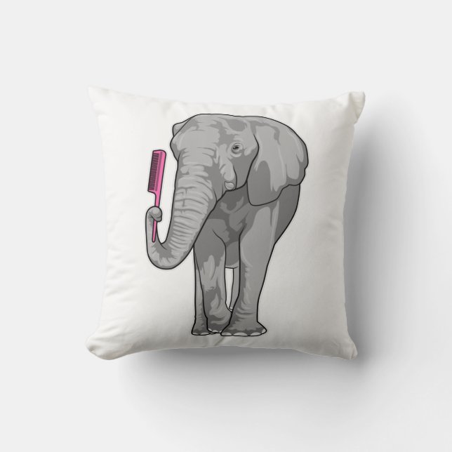 Elefant als Friseur mit Kamm Kissen (Vorderseite)