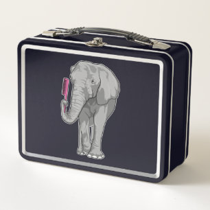Elefant als Friseur mit Kamm Metall Brotdose