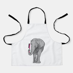 Elefant als Friseur mit Kamm Schürze