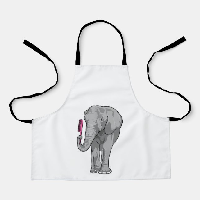 Elefant als Friseur mit Kamm Schürze (Vorderseite)