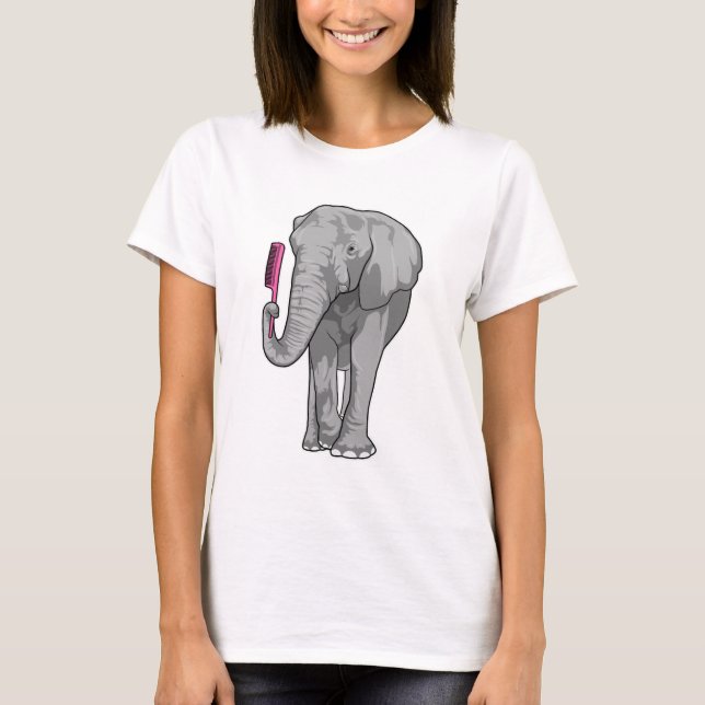 Elefant als Friseur mit Kamm T-Shirt (Vorderseite)