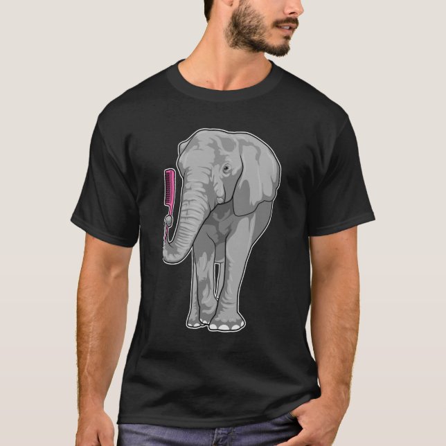 Elefant als Friseur mit Kamm T-Shirt (Vorderseite)