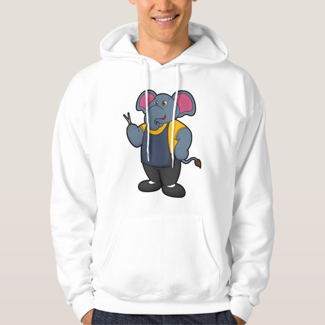 Elefant als Friseur mit Schere Hoodie (Vorderseite)