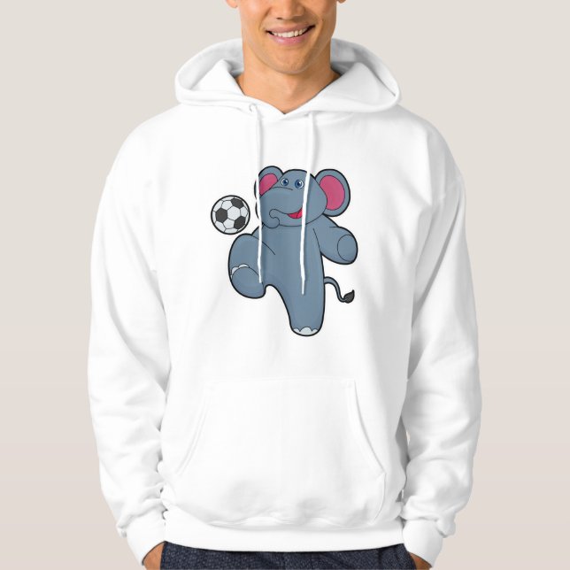 Elefant als Fußballspieler mit Fußball Hoodie (Vorderseite)